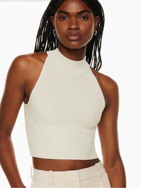 Babaton Sculpt Knot Mock-Neck Tank in Matte Pearl